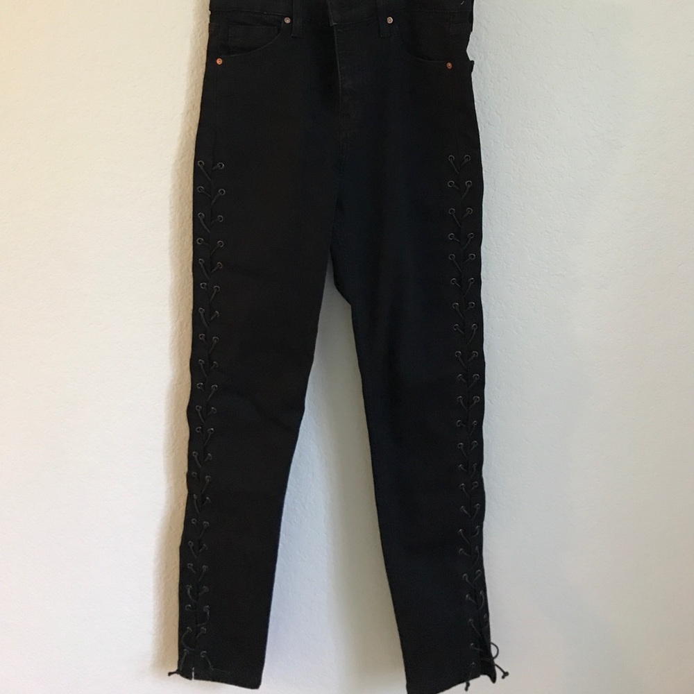 Topshop Black Lace up Jamie Jeans brand new