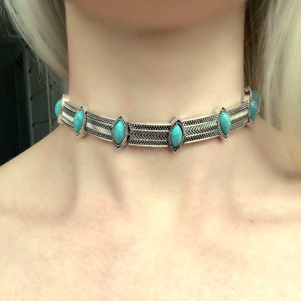 "June" Turquoise Bohemian Festival Choker