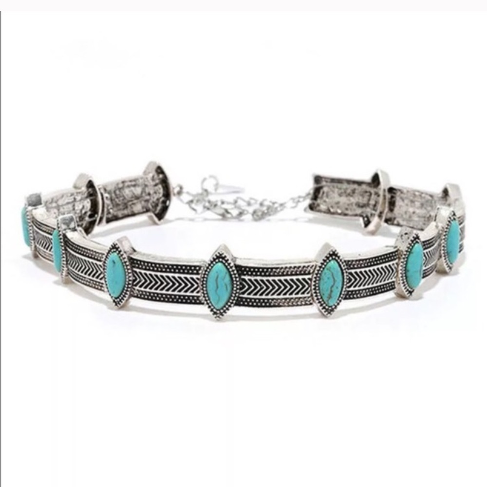 "June" Turquoise Bohemian Festival Choker - Picture 3 of 4