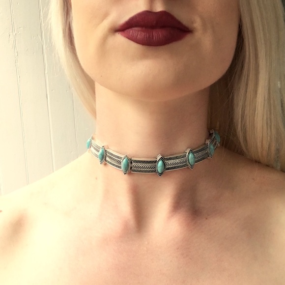 "June" Turquoise Bohemian Festival Choker - Picture 2 of 4