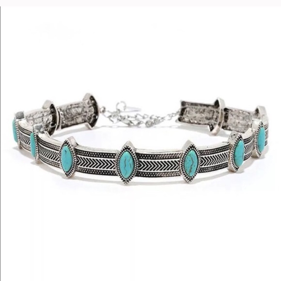 "June" Turquoise Bohemian Festival Choker - Picture 3 of 4