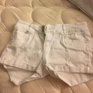 White jean shorts