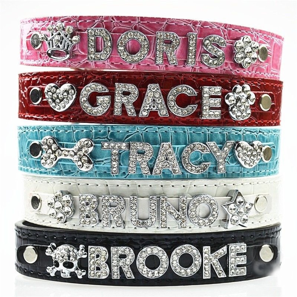 Dog Croc Personalized Bling Collar Sizes 4 Colors