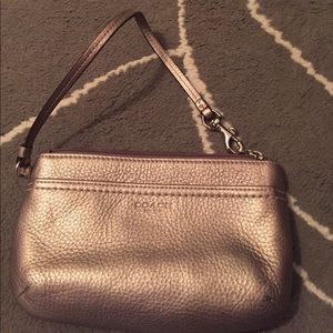 Silver coach wristlet