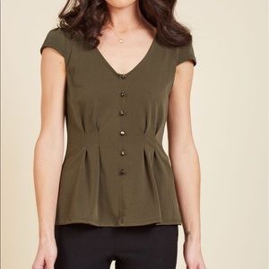 Authentically Alluring Top in Olive Modcloth new