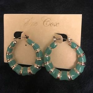Teal & Silver Hoop Earrings