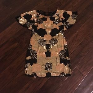 Metallic Sequin Backless Dress