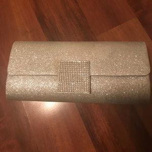 Silver glitter clutch