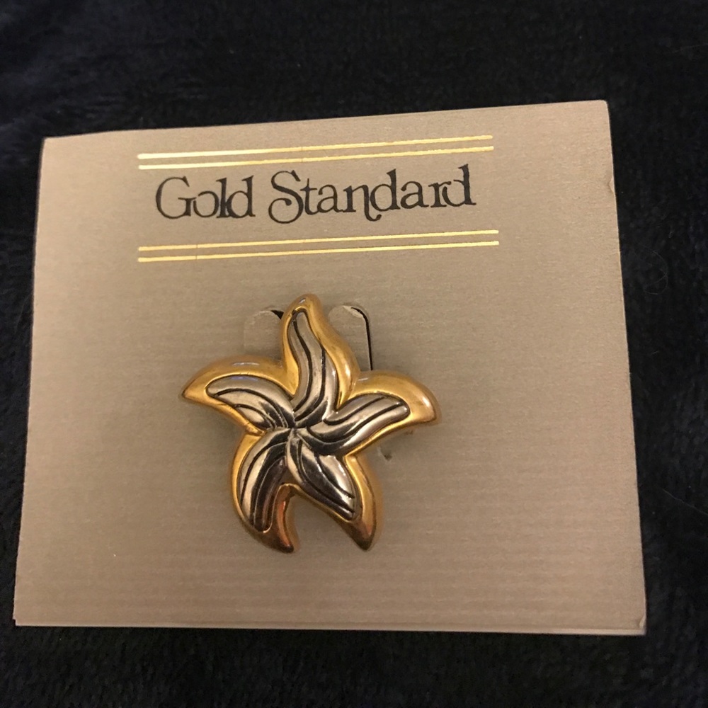 Gold & Silver Starfish Pin