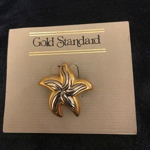 Gold & Silver Starfish Pin