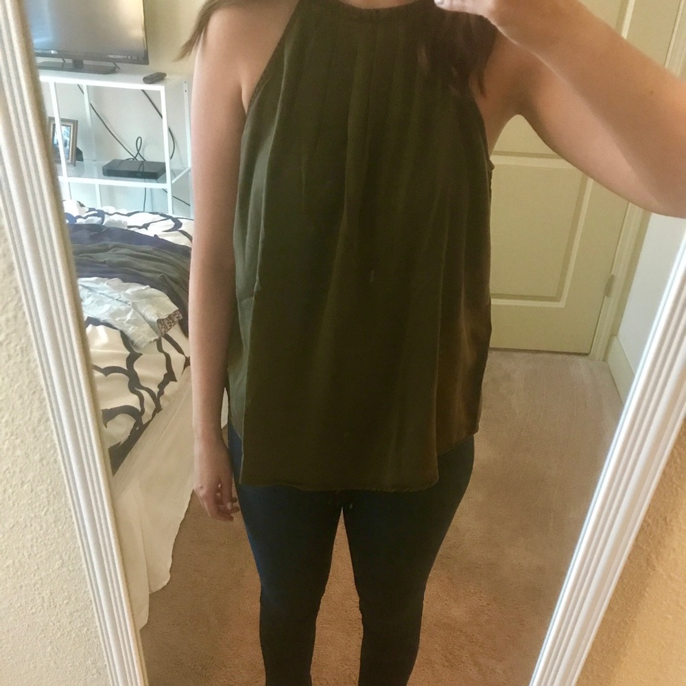 Army green tank top blouse