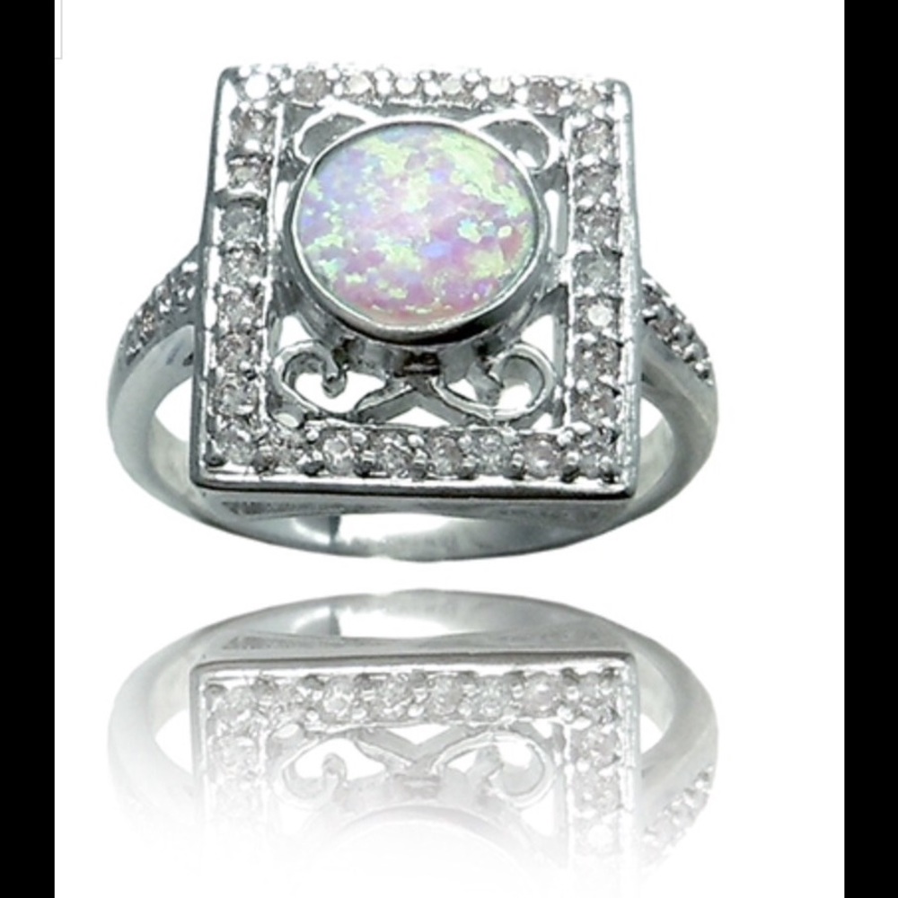 Opal and CZ Ring