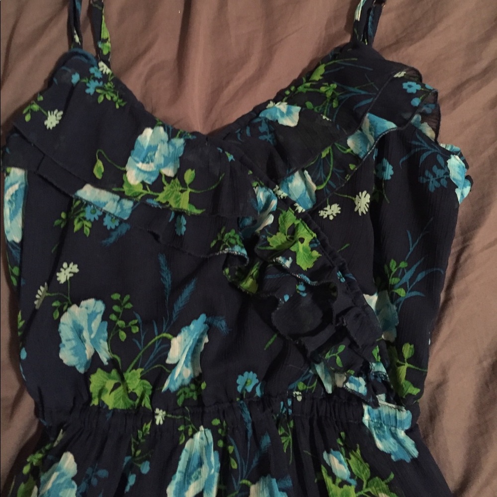 summer dress with blue and green floral print!👗 - Picture 2 of 2