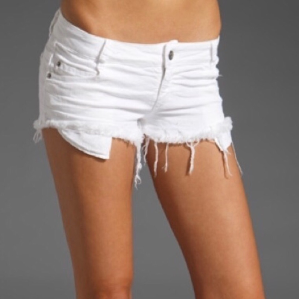 Brandy Melville Destroyed White Jean Shorts
