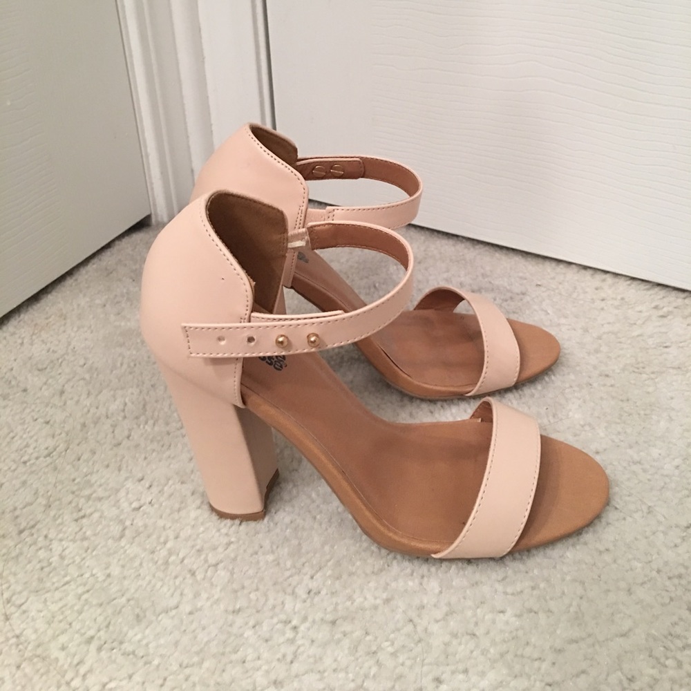 Nude strappy heels