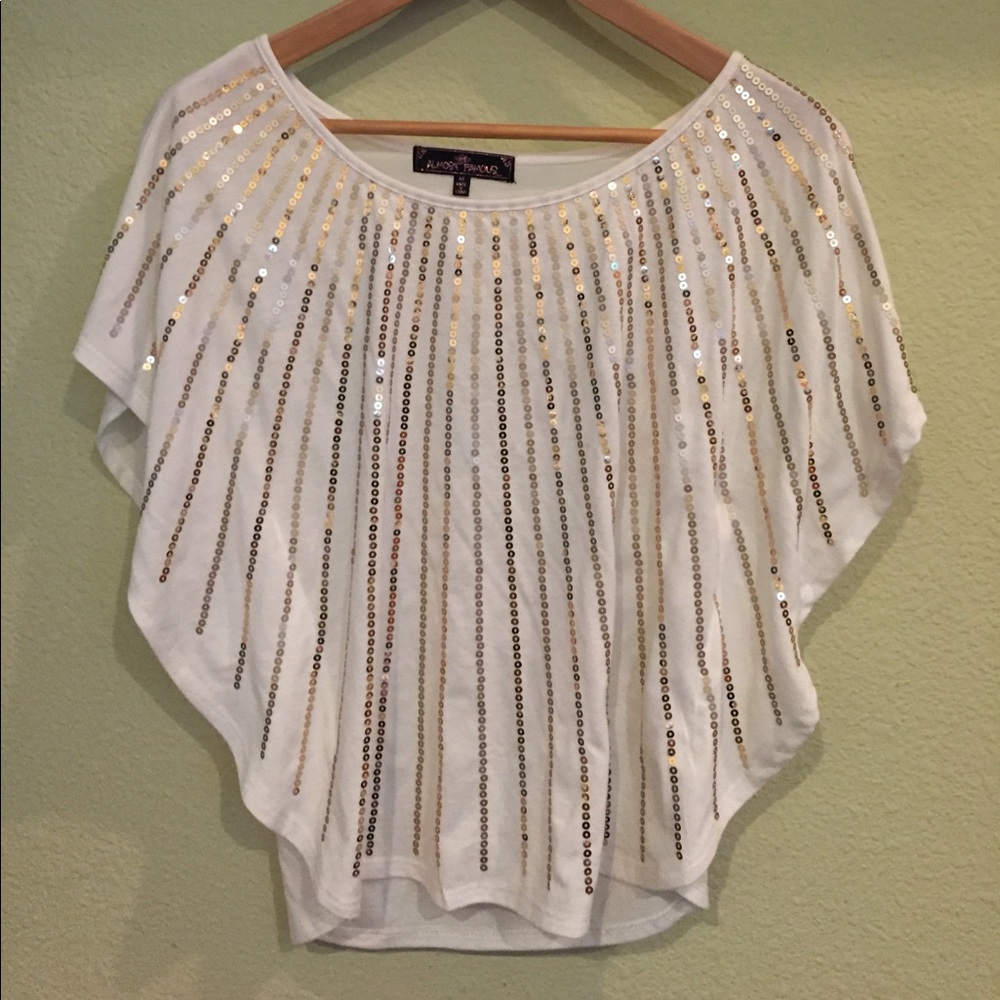 Sparkly sequined white top