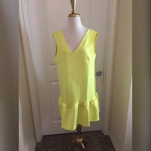 Yellow skater summer dress with ruffles size Large