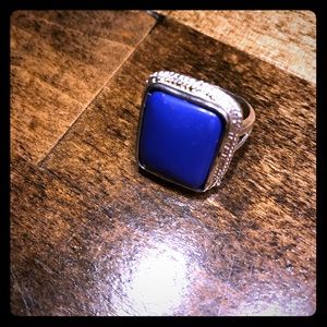 Silver ring with blue lapis stone