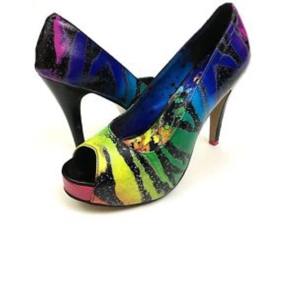 49 off Iron Fist Shoes Iron Fist Platform Zebra Print Rainbow Heels