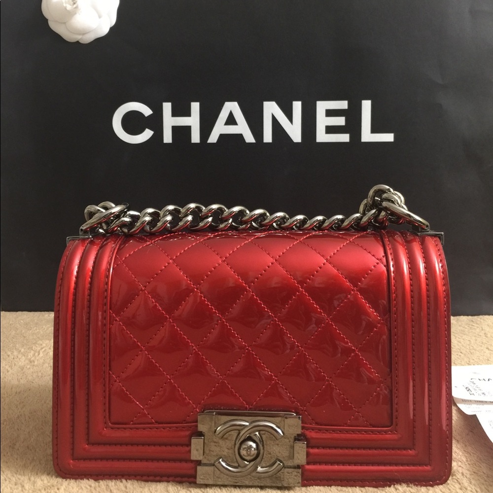 Chanel patent small boy bag