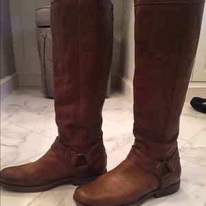 Frye Phillip Harness Tall Boot Cognac Sz 7