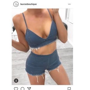 BNWT Denim crop top/bralette