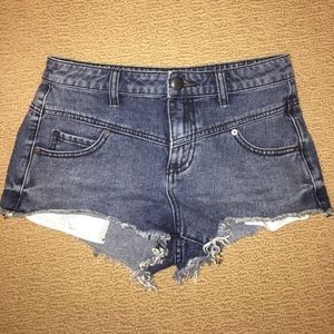 blue ripped jean shorts