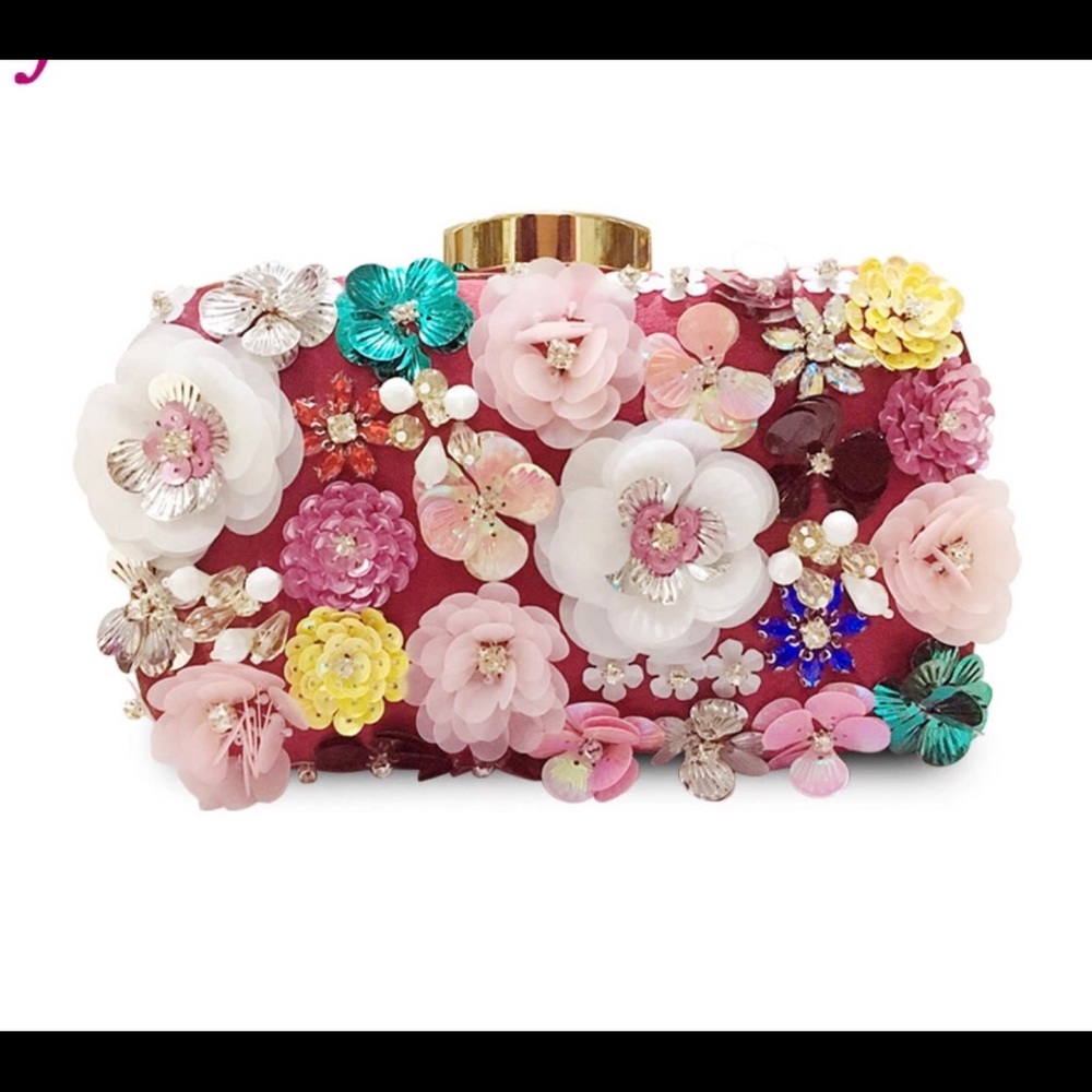 Party Clutch sequined flower luxury multicolored