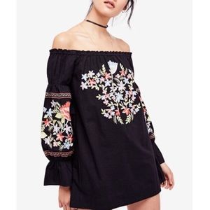 Free People Cotton Embroidered Mini Dress