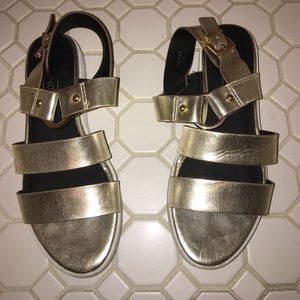 gold metallic sandals
