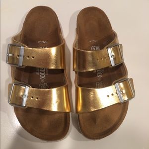 Gold Birkenstocks for J.Crew