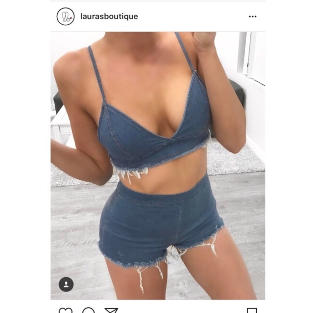 High waisted denim shorts