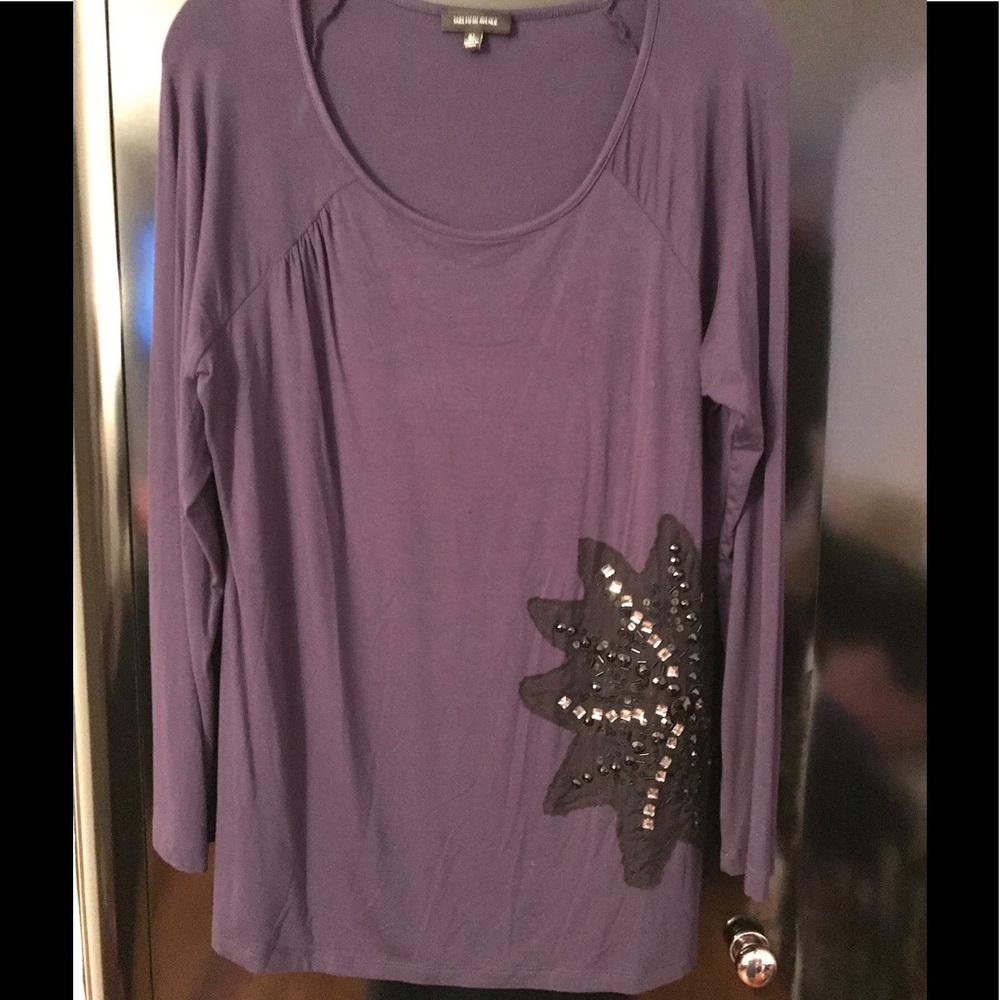 Saks Fifth Avenue Women's Embroidered Top Purple