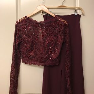 2-Piece Crop Top and Skirt with Middle Slit