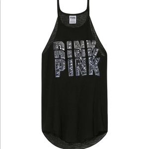 PINK VS BLING high neck tank NIP S