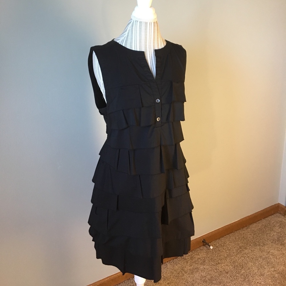 BCBGMaxAzria black layered shift dress