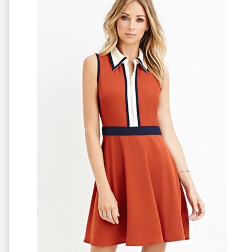 NWT Color Block Collared Fit & Flare Dress
