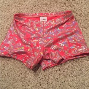 metallic spandex or dance shorts