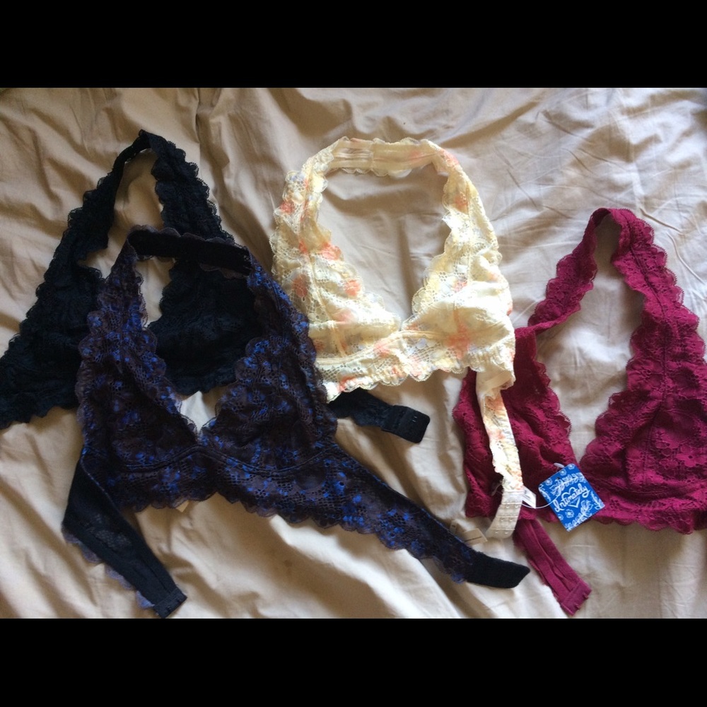 Free People Galloon Lace Halter Bra - Set of 4!!XS