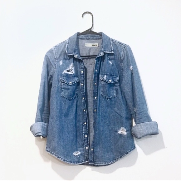 Topshop Tops - 🎀 TOPSHOP distressed denim top