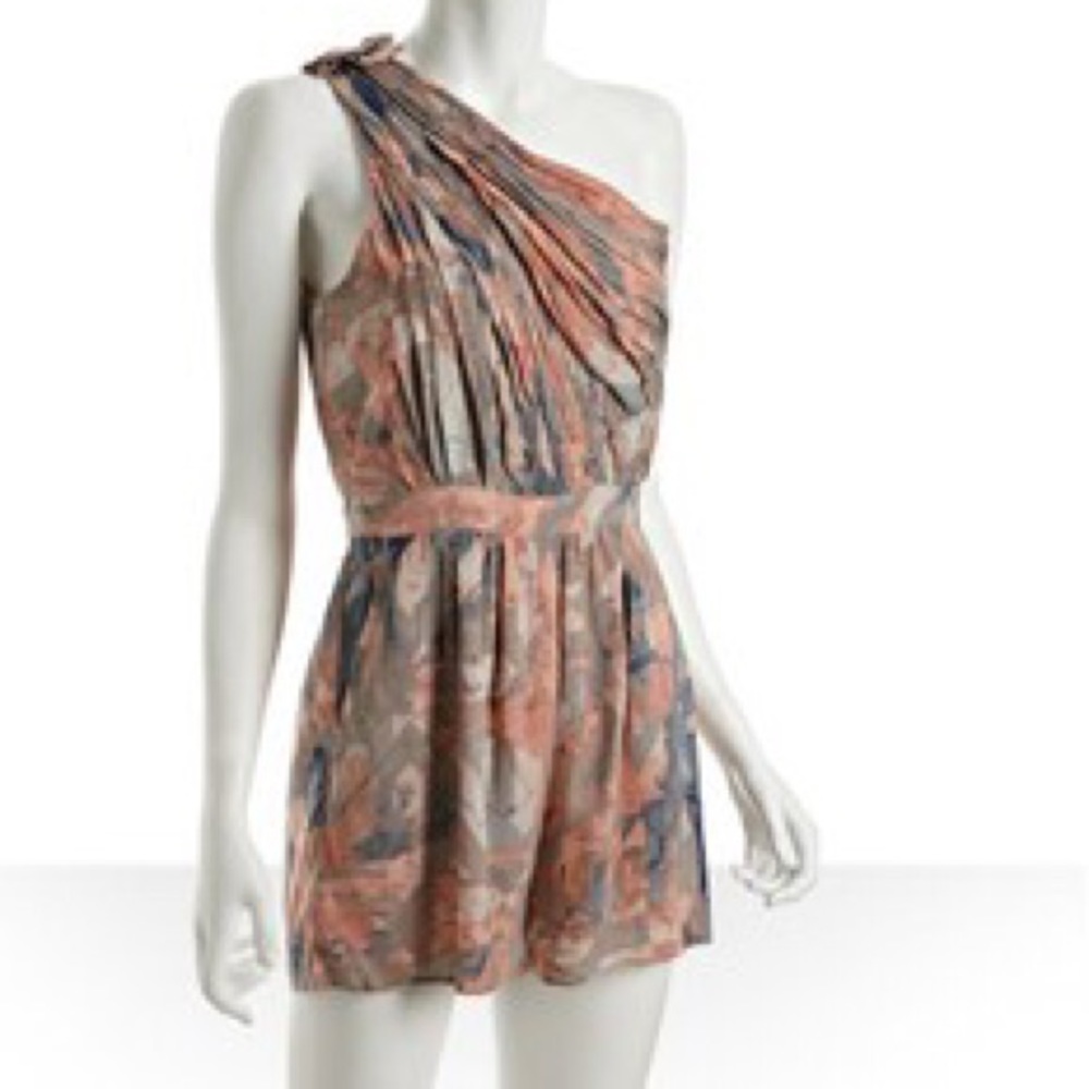 BCBG one sleeve romper tie dye print size 8