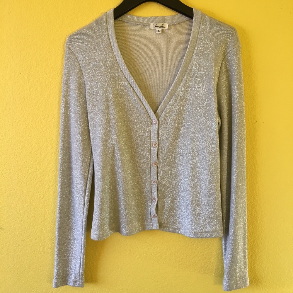 Vintage Sparkly Silver Light Sweater