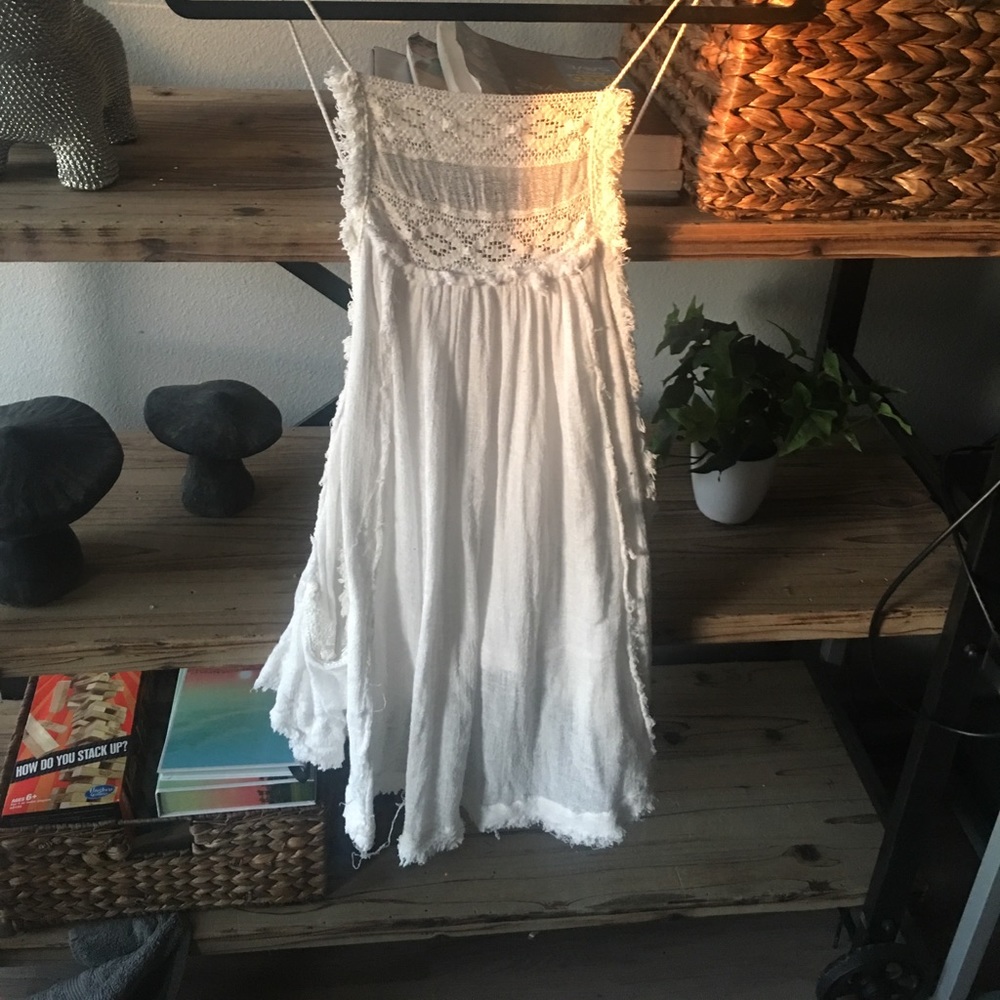 Free People White Crochet Summer Dress Size S