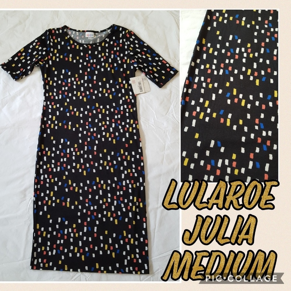NWT Lularoe Julia - confetti on black