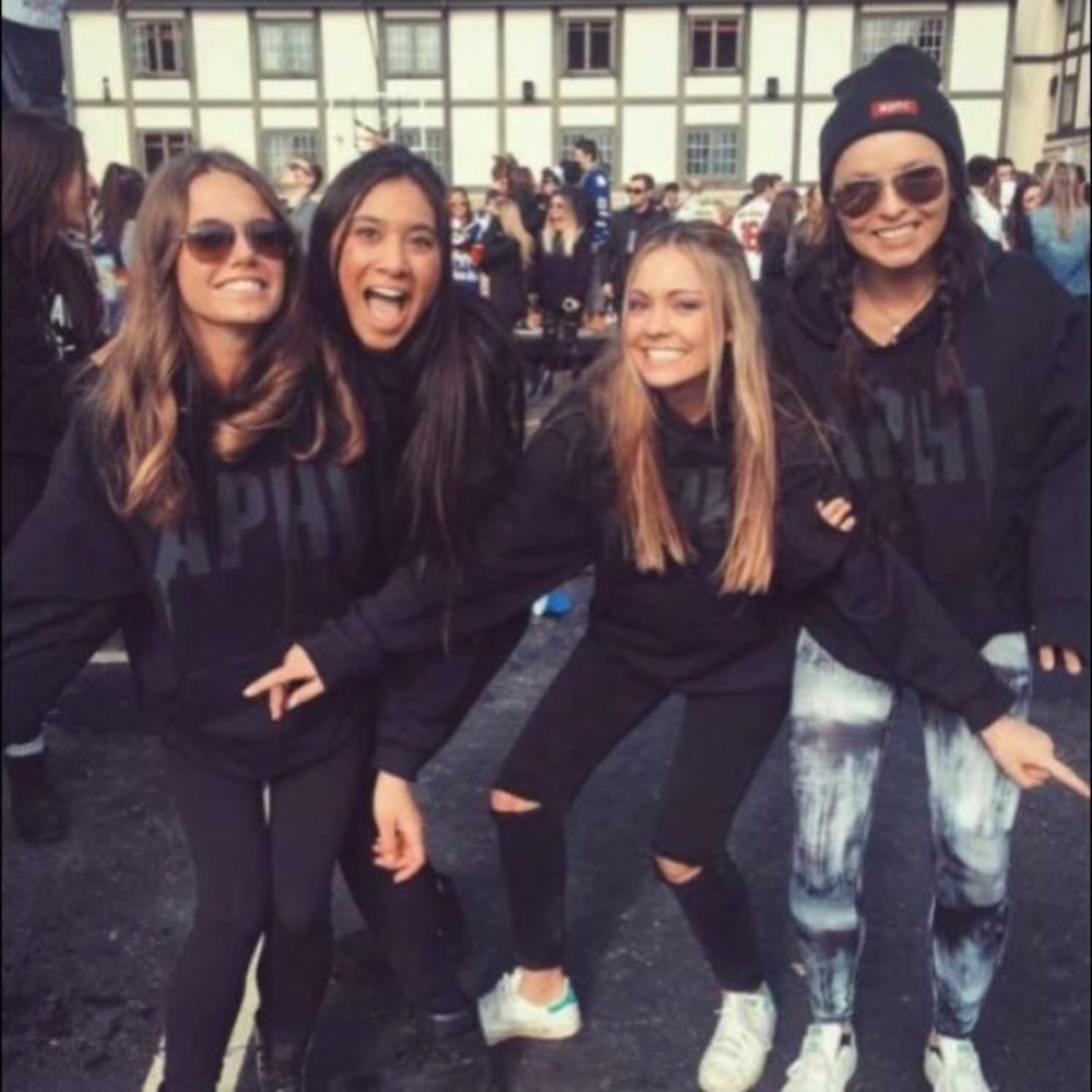 ALPHA PHI BLACK ON BLACK HOODIE