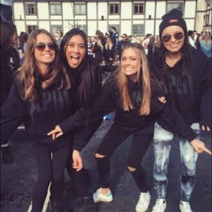 ALPHA PHI BLACK ON BLACK HOODIE
