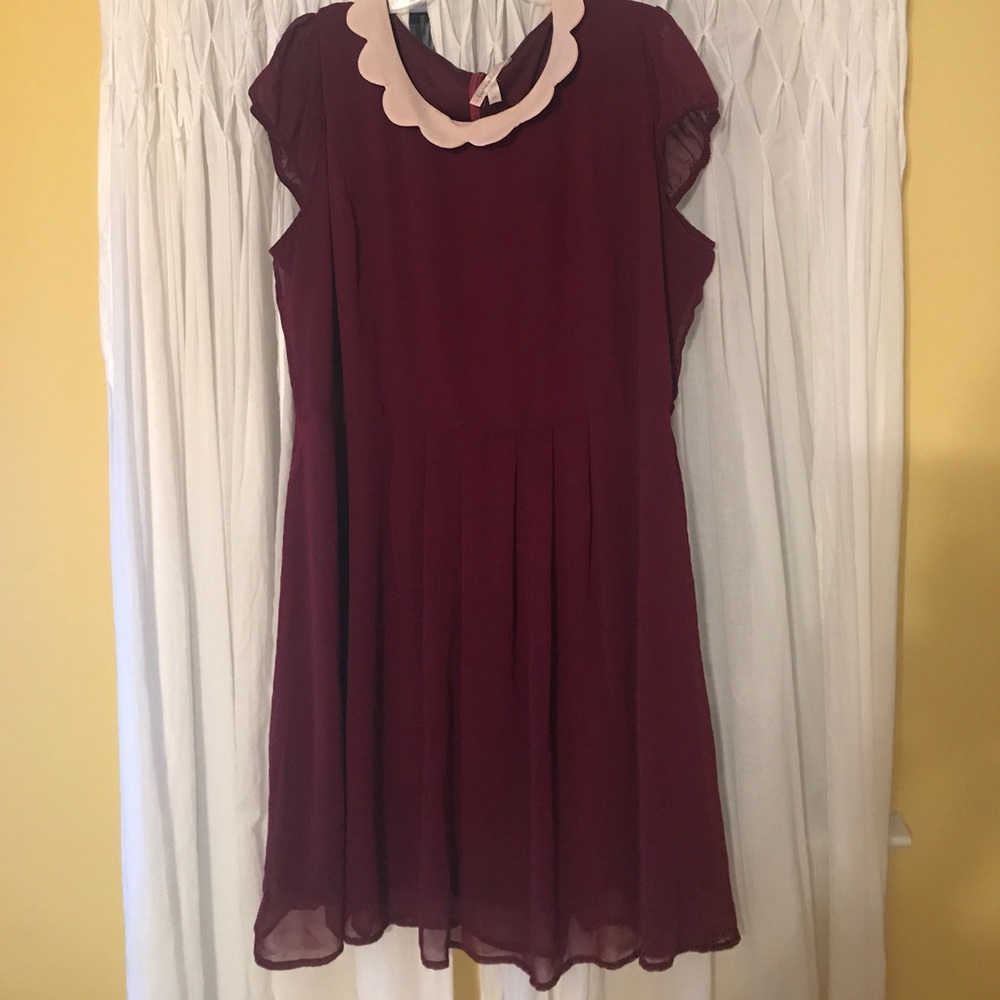 Wine colored scalloped collar dress, ModCloth 3xl