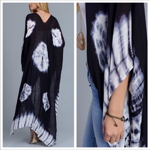 1 DAY SALE🛍HP🎉SCARLET Black Tie Dye Kimono - Picture 4 of 7