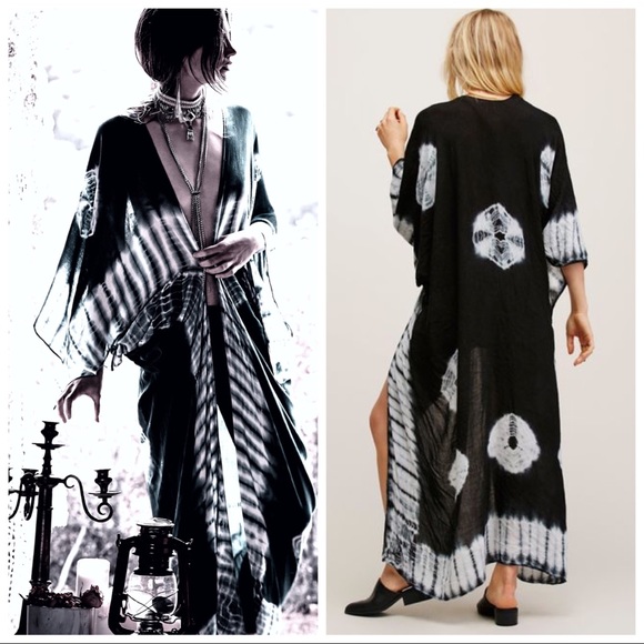 1 DAY SALE🛍HP🎉SCARLET Black Tie Dye Kimono - Picture 6 of 7
