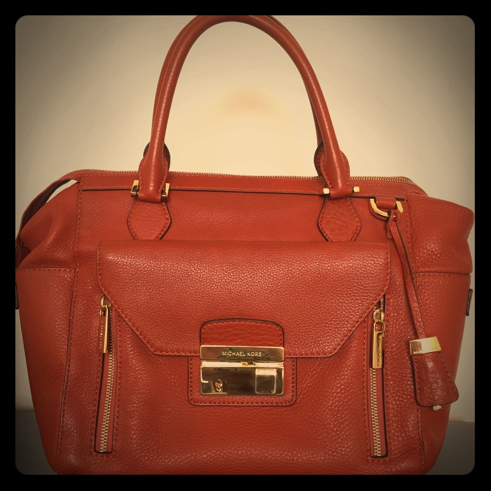 Michael Kors Gia Top Zip Satchel Genuine Leather